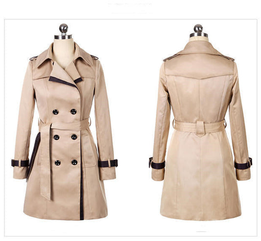 Ladies autumn trench coat, long winter coat for women in classic tailored style
