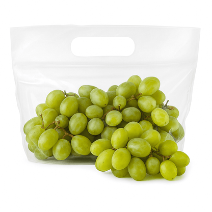 Green seedless grapes from California in a 2.25 lb bag, showcasing fresh, plump fruit with vibrant green color.