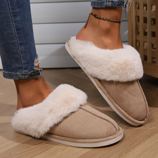 Thickened cotton half-covered indoor slippers for autumn and winter in a soft, cozy design