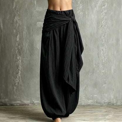 Women's loose casual pants with a tie-waist design, relaxed fit and soft drape; brand My Store