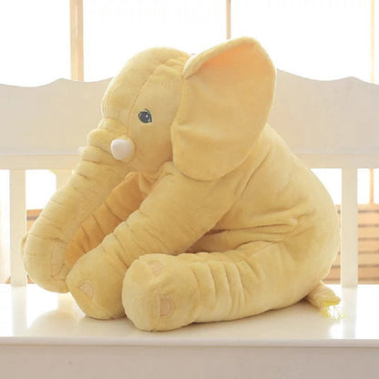 Soft comfort elephant plush toy with leather-look shell, designed as a baby sleep pillow companion