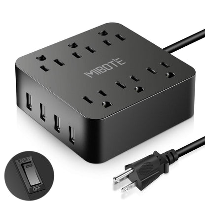 TravelMate Power Strip: 6 AC Outlets & 4 USB Ports