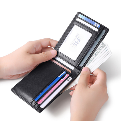Fashionable Men's RFID-Blocking Genuine Leather Wallet
