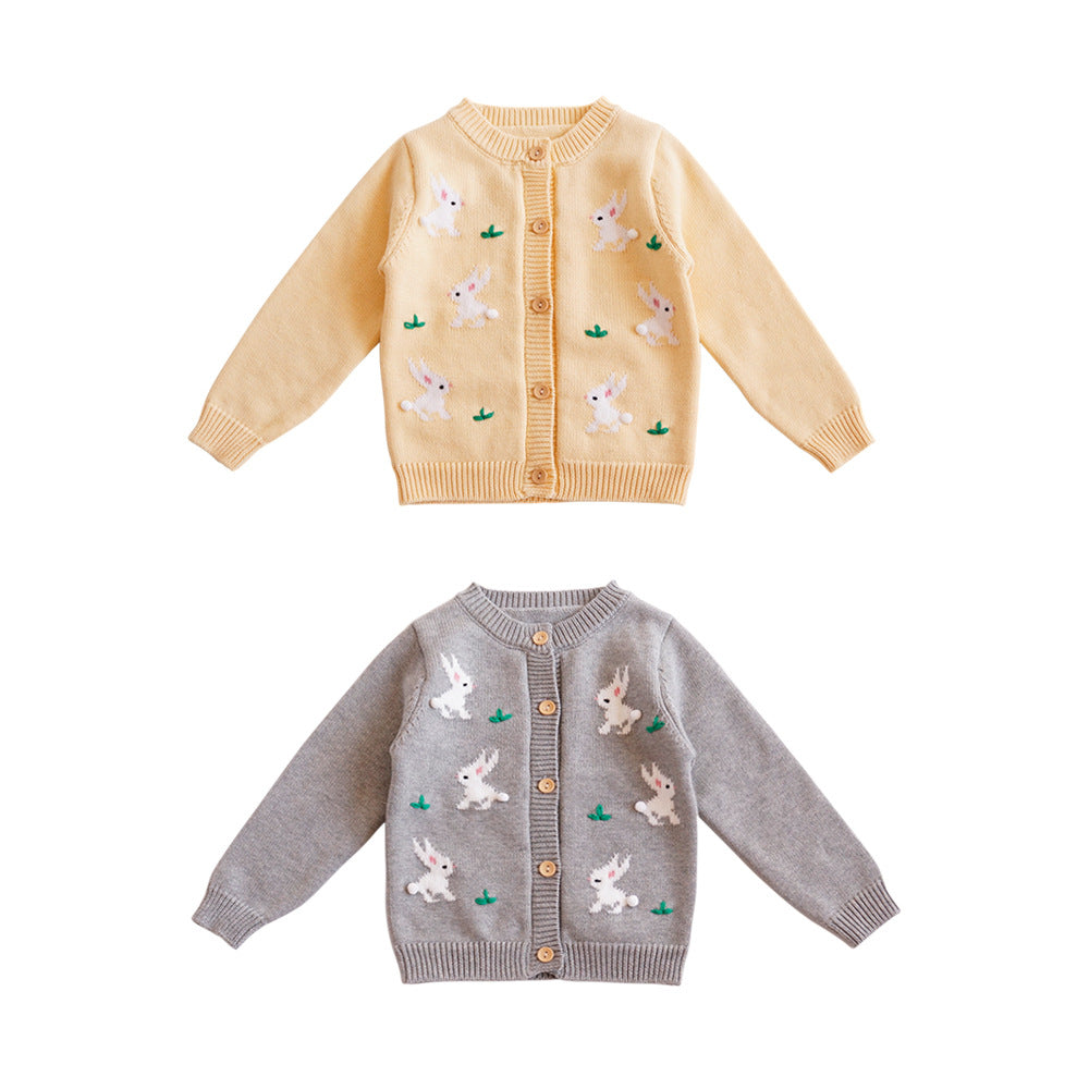 Korean-style girls' baby knitted cardigan sweater for autumn and winter children's clothing