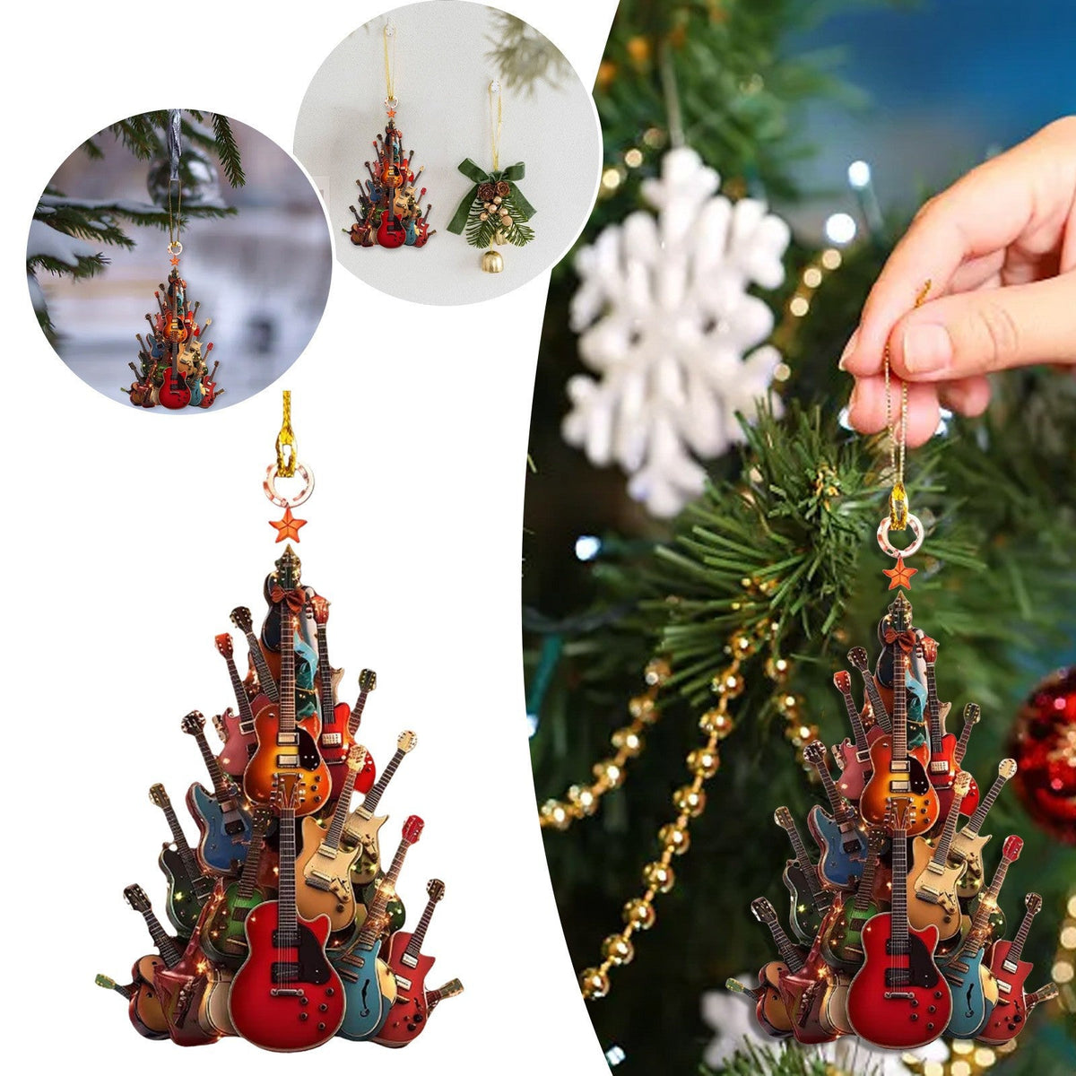 Guitar Christmas tree decoration ornaments in assorted designs