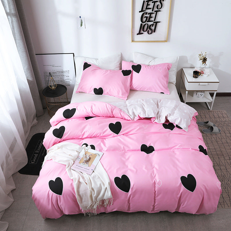 Printed four-piece bedding set with eyelash pattern by My Store