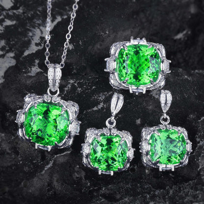 Women's creative all-match ring necklace and earrings jewelry set, elegant coordinated design
