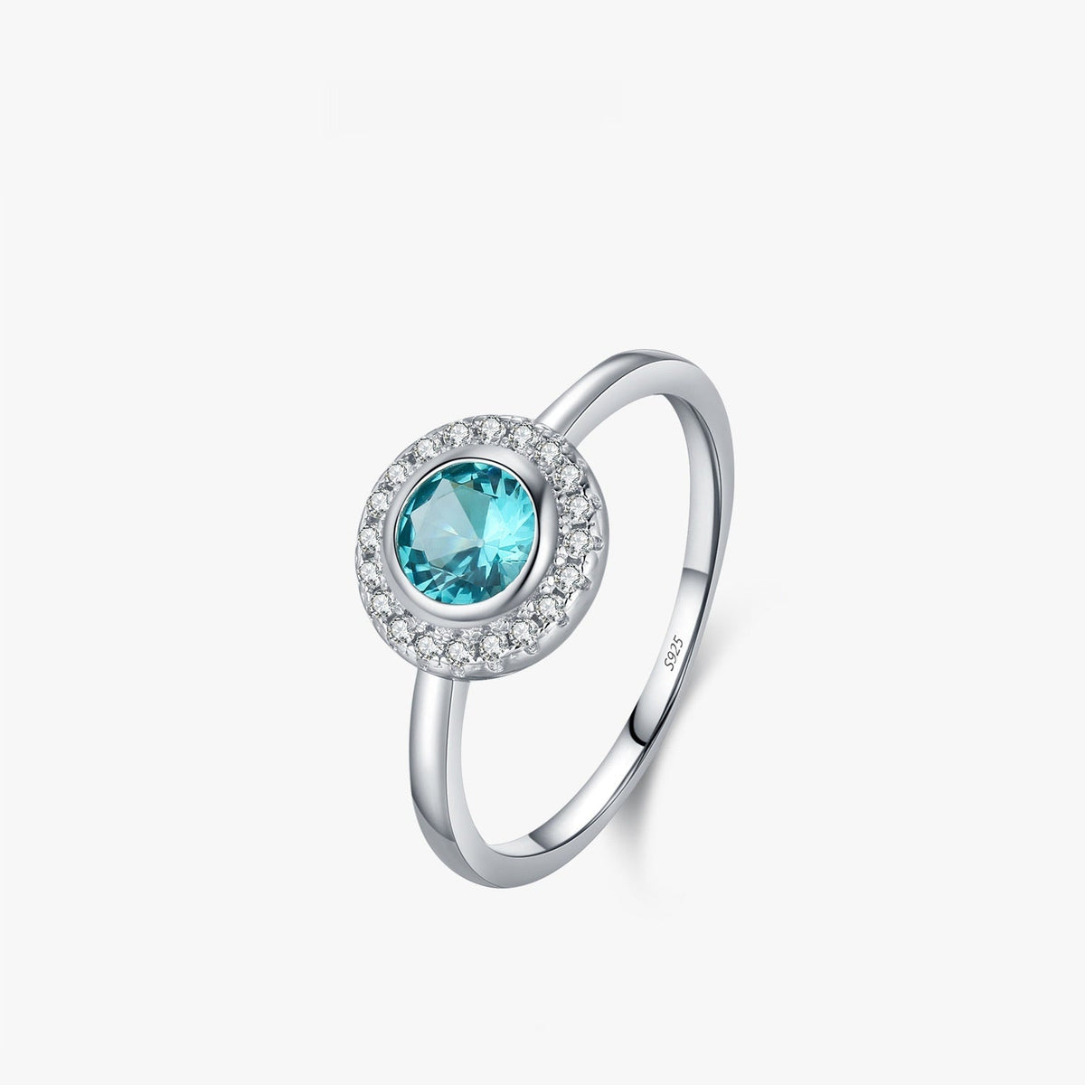 Women's S925 silver French-style ring with elegant diamond-encrusted band