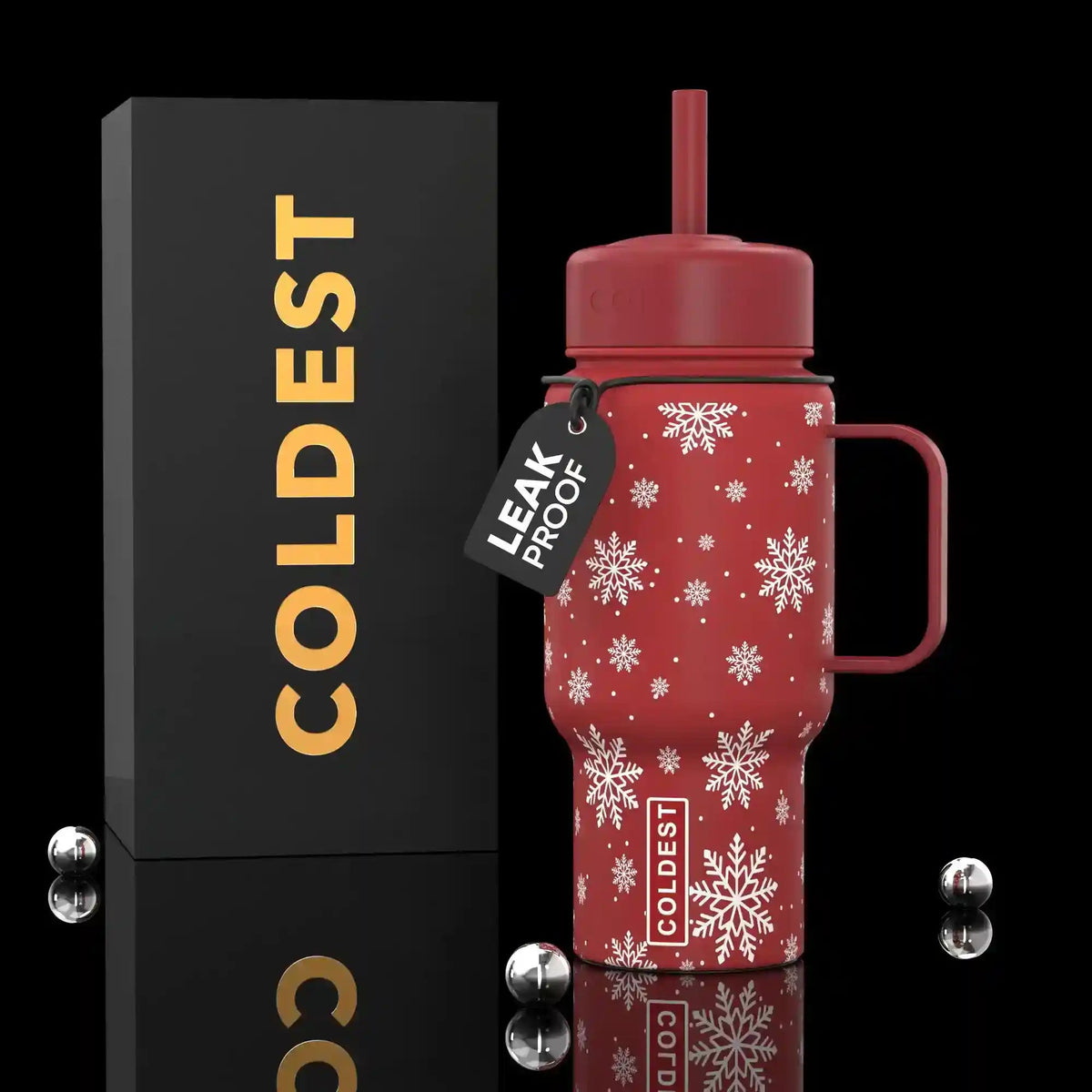 Coldest 6.7oz insulated water bottle with stainless steel body and screw-on lid, designed for keeping beverages cold.