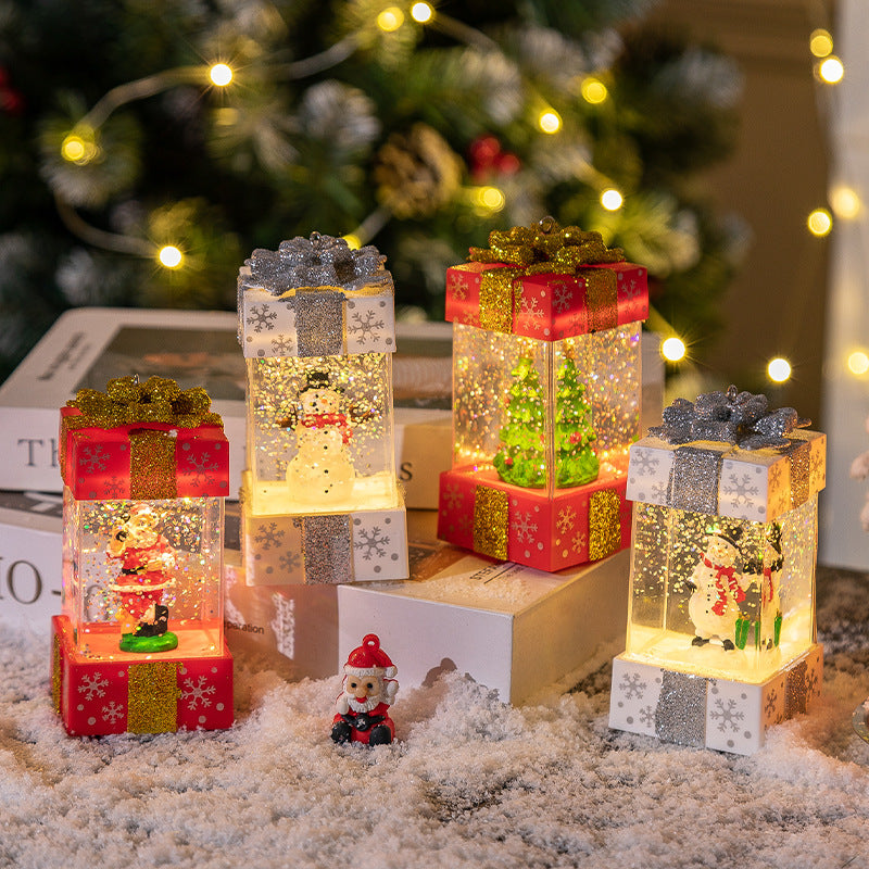 Crystal ball Christmas gift box lights decoration with festive illuminated holiday design