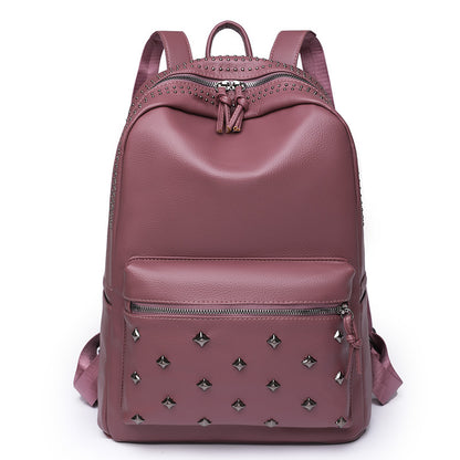 Women's designer anti-splash PU leather backpack by BACKUPMYFILESNOW® with adjustable straps and modern style.