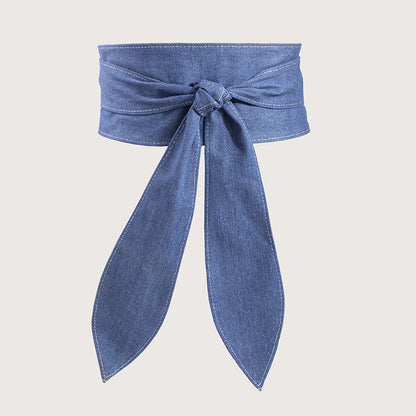 Women's wide waist cover tie belt with elegant bow ribbon, soft all-match design by Amazon Cross-border