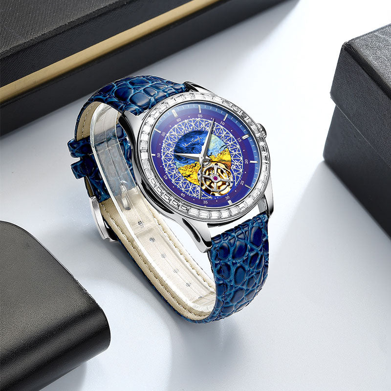 VAN GOGH Automatic Mechanical Men's Watch, Artist Compass Series with visible compass-inspired dial