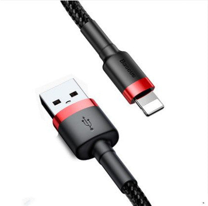 Apple-compatible 6S fast charging data cable for iPhone XS, white cable coiled on a plain background