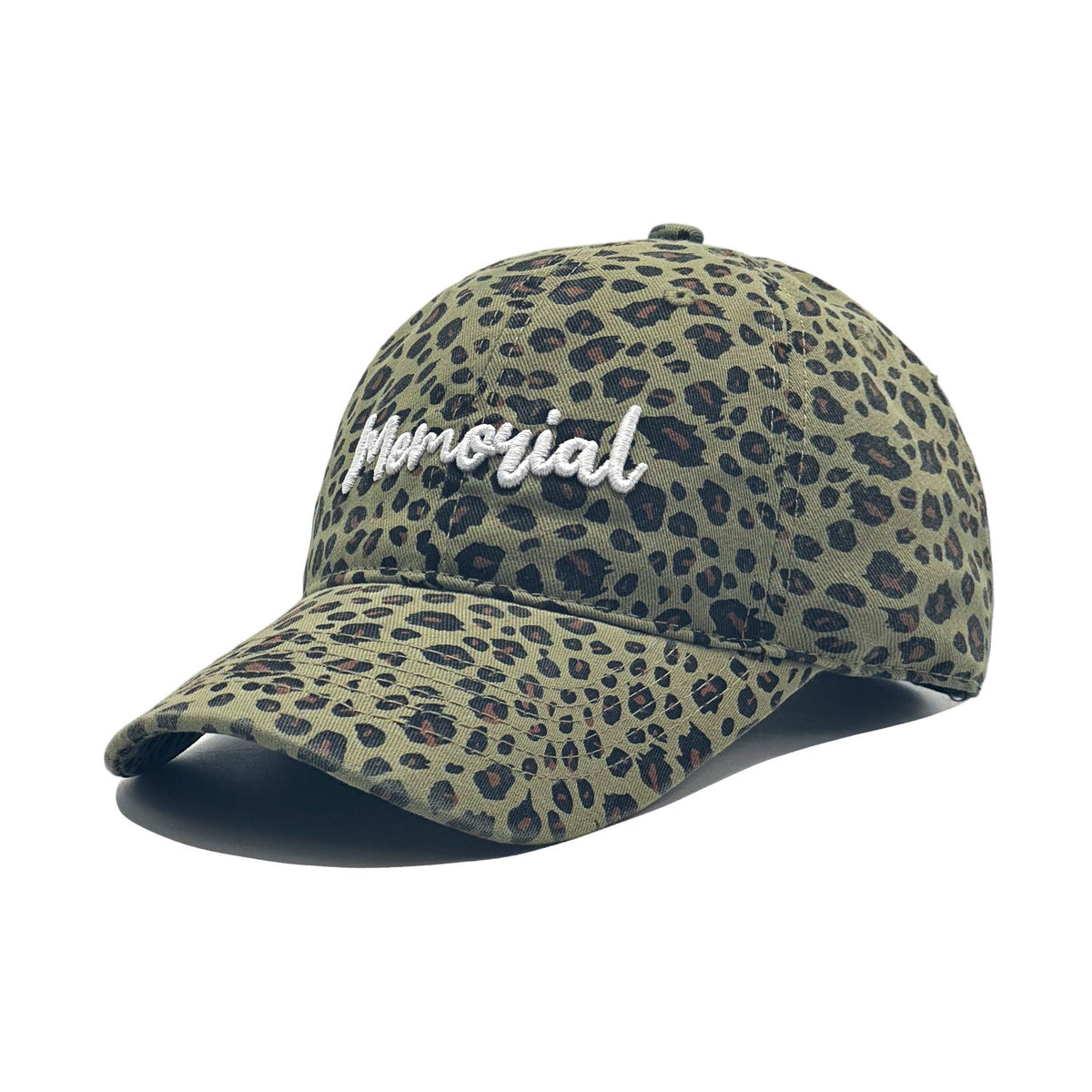 Retro leopard-print embroidered washed distressed baseball cap###