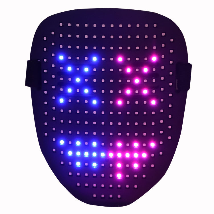 LED mask with gesture sensing and 50 patterns for Halloween cosplay, front view