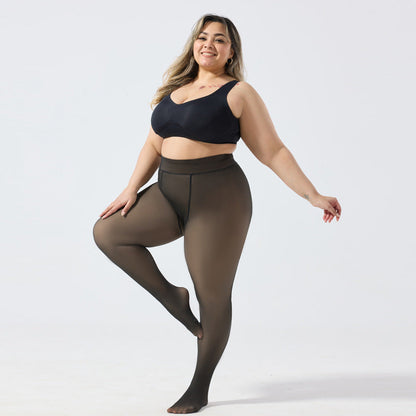 Black sheer wash soft one-piece pants for women with extra thickness, front view