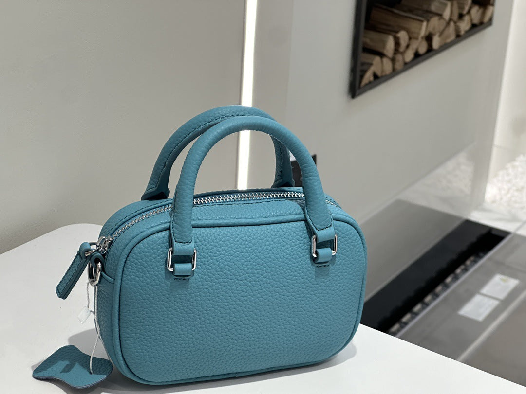 Women's light luxury cowhide mini handbag, elegant tote with shoulder and crossbody strap