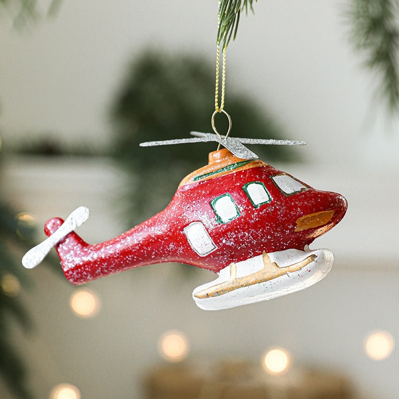 Painted plastic Christmas tree pendant decoration hanging as a festive ornament