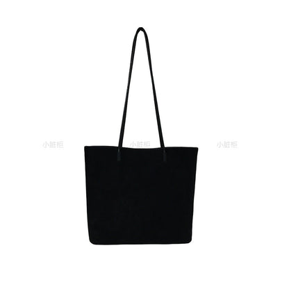 Retro suede-like fabric handheld shoulder tote bag in a simple design