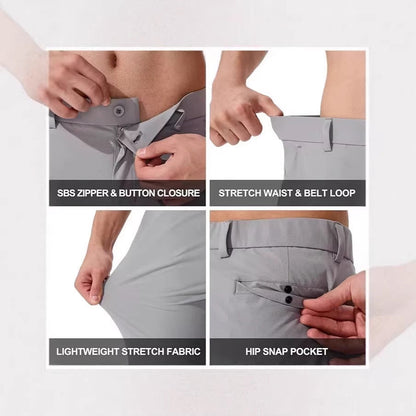 Solid color stretch golf men's dress trousers long pants, front view