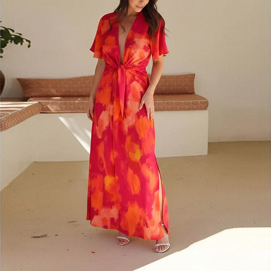 Women's fashion printed French-style dress with elegant patterned design and feminine silhouette