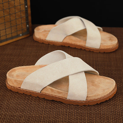 Men's high-end non-slip thick-soled slide sandals in a simple open-toe design
