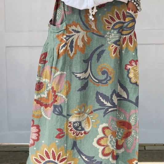 Independent-site Casual Retro Floral Vacation Dress Elegant Commuter Floral Skirt For Spring And Summer