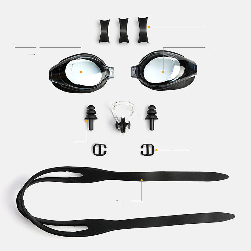 Men's swimming trunks and goggles set by My Store, featuring swim trunks and protective goggles