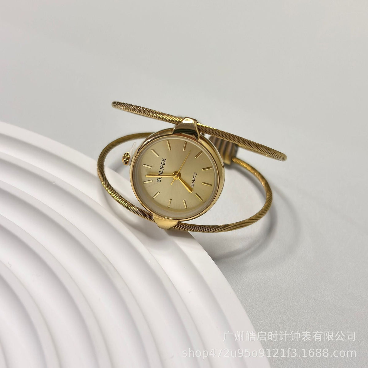 Women's minimalist open bangle watch by My Store, sleek bracelet design with simple watch face