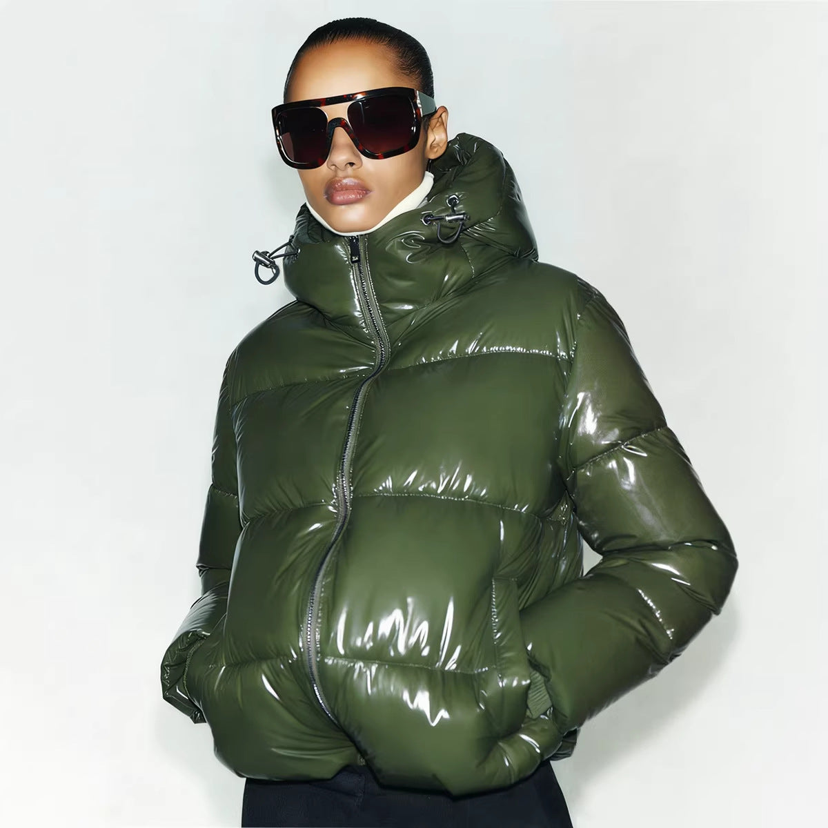 Women's thickened winter sports jacket with insulated design and full-zip front by My Store