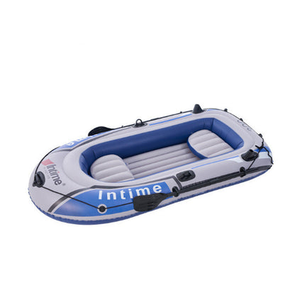 Inflatable two-person kayak raft boat for outdoor water sports, shown on water