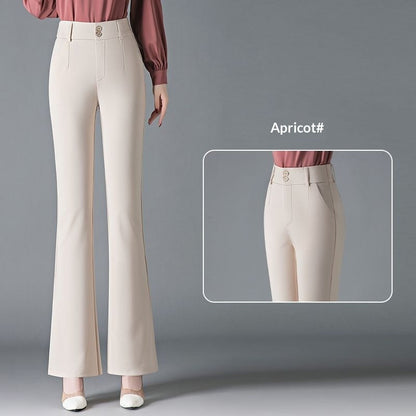Women's casual high-waisted bootcut pants in a classic silhouette, front view