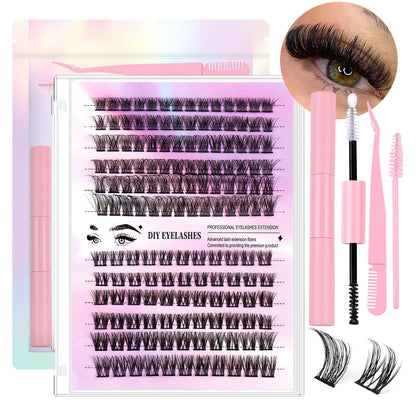 12 rows of 150 segmented cluster lashes in varying lengths, Type 4 false eyelashes packaging