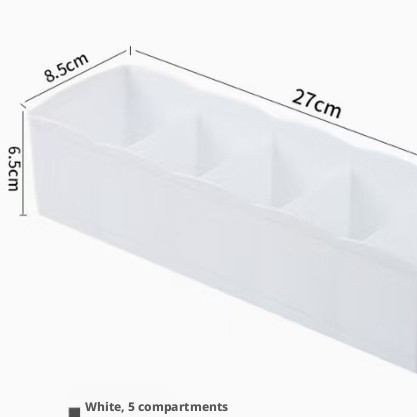 Powder pink PP socks storage box with 5 compartments, 1 piece, Type 4