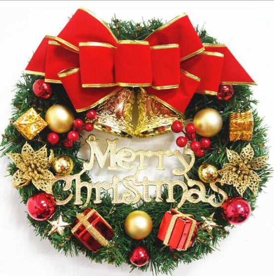Christmas decorations garland wreath with festive greenery and ornaments