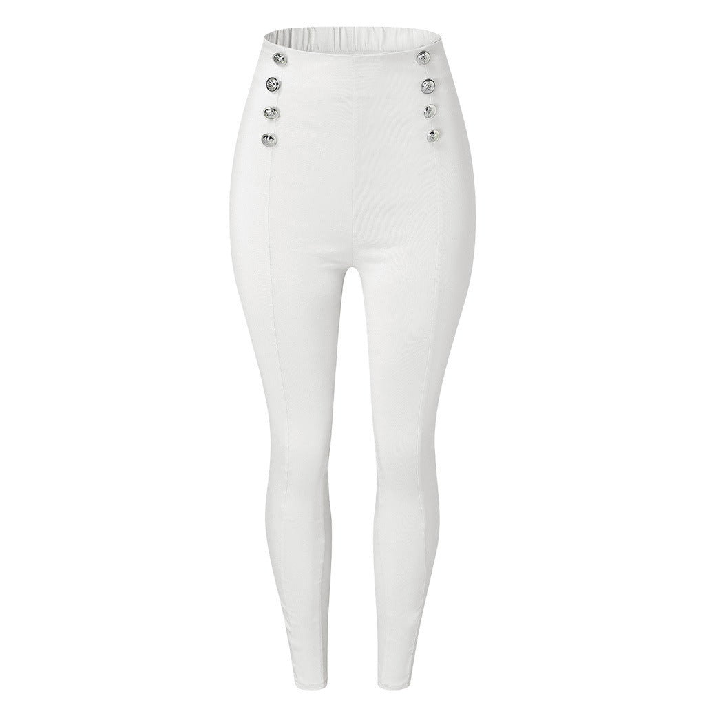 Women’s casual high-waisted patchwork pants with European and American-inspired design