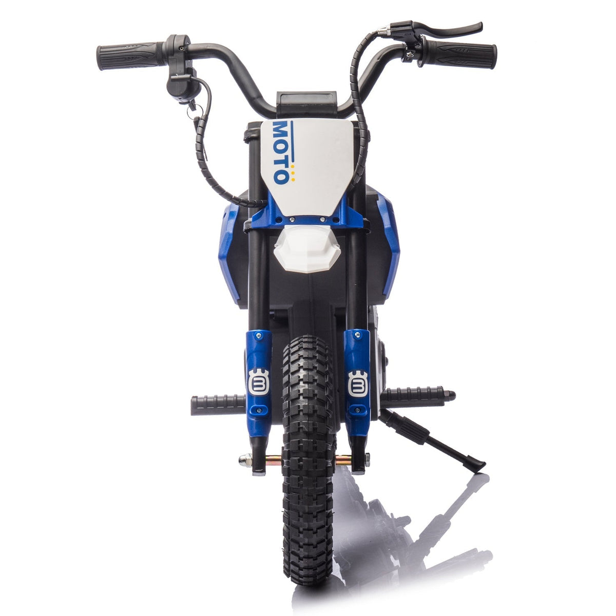 Kids riding a 24V electric motocross ride-on motorcycle by GBruno Store, designed for children aged 5-12, outdoors.