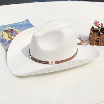 Men's felt riding woolen cowboy hat in classic Western style, shown from the side