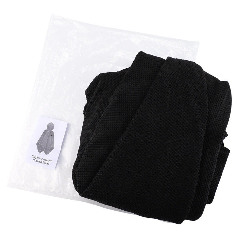 Office Smart Heating Shawl USB heated shoulder wrap, black fabric with USB cable