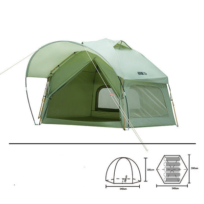 Outdoor thickened rainproof portable folding automatic camping tent, pop-up shelter exterior view