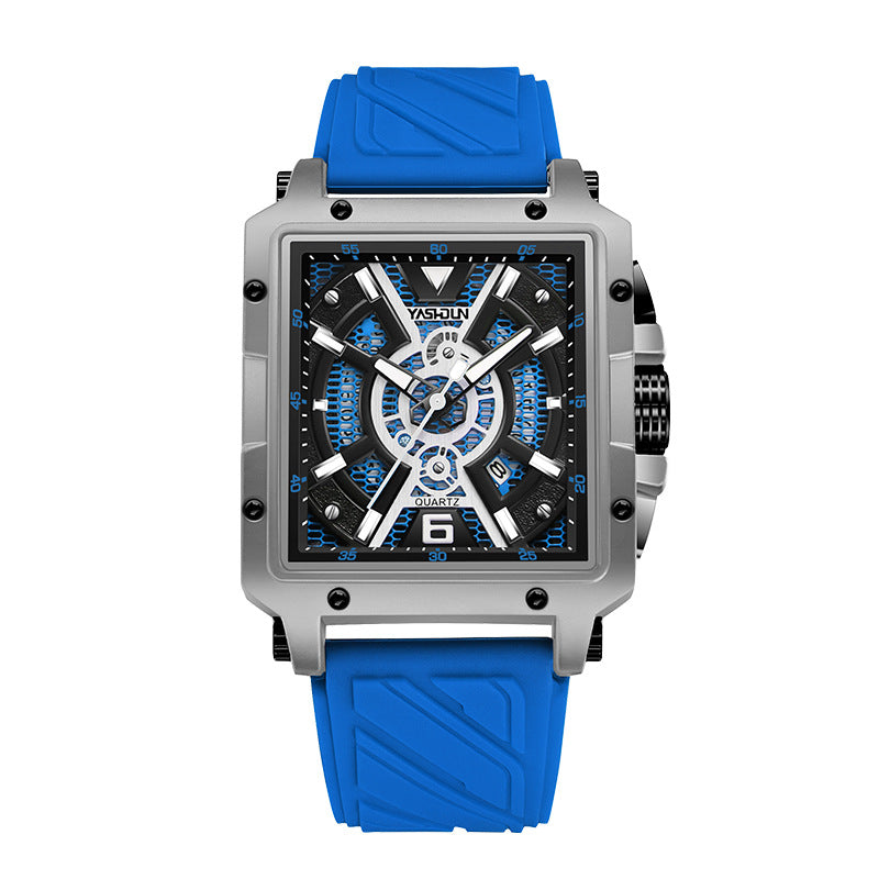 Men's fashionable watch with large square dial in a sleek design