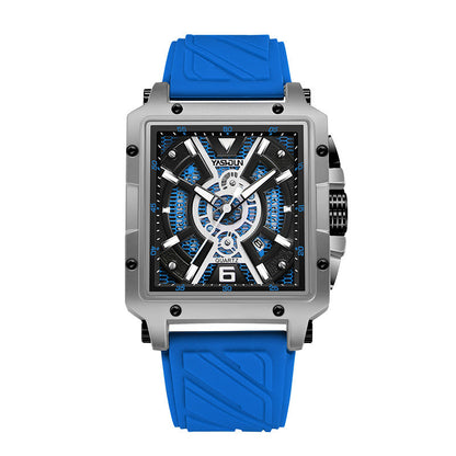Men's fashionable watch with large square dial in a sleek design
