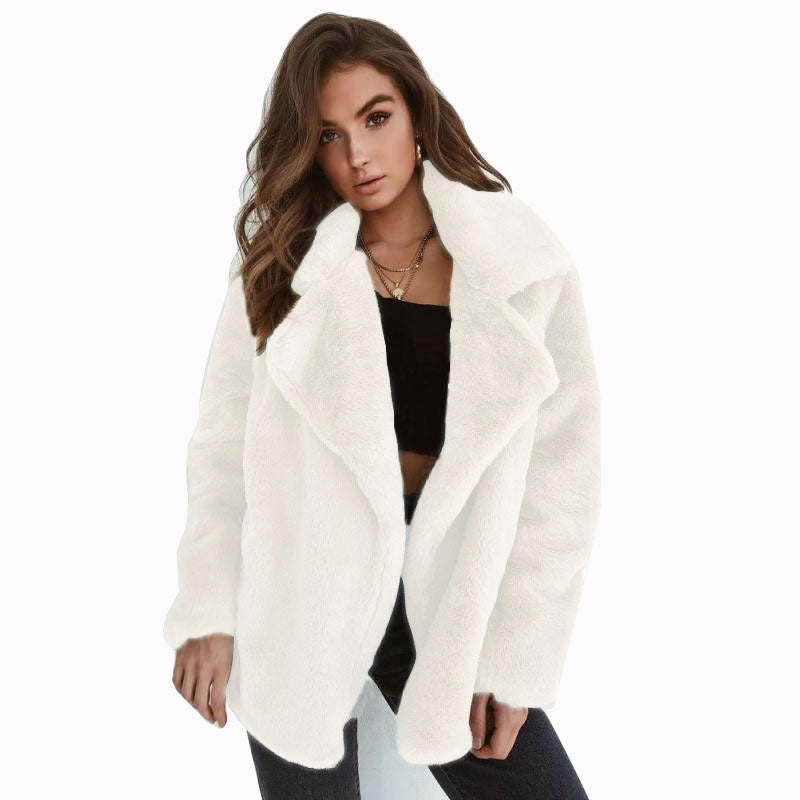 Chic Plush-Collar Winter Coat