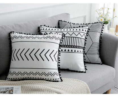 Bohemian national throw pillow with colorful geometric pattern and soft textured fabric by My Store