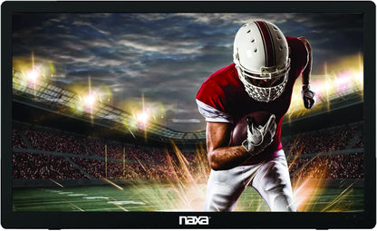 Naxa portable 16-inch 12V ACDC TV with digital multimedia player, showing screen with TV interface and controls.