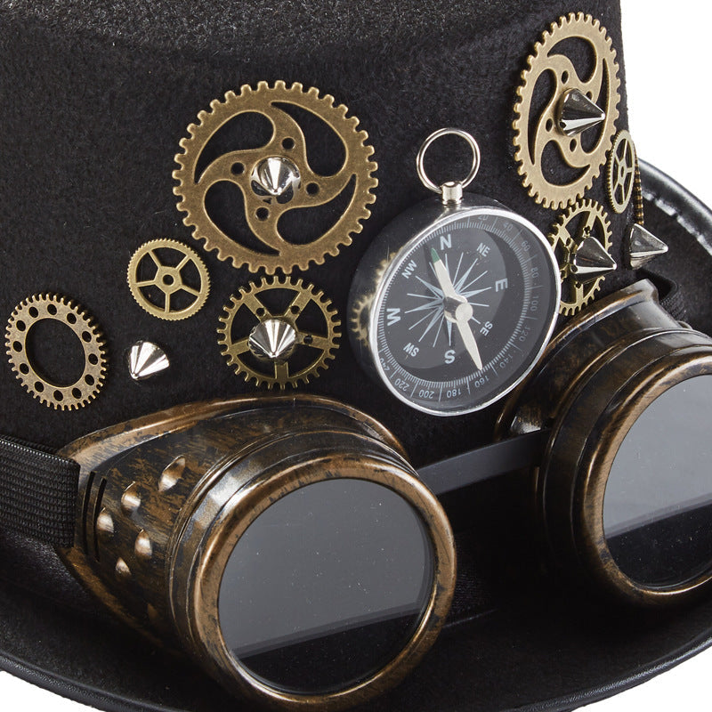 Heavy metal gear compass magic hat party decor goggles hat with steampunk-inspired design