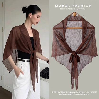 Summer sun-protective knitted scarf cheongsam shawl by My Store