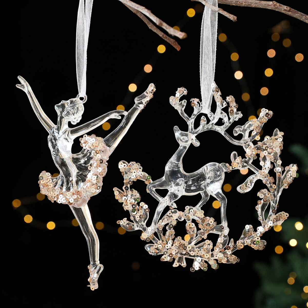 Christmas decorations sequined acrylic pendant in a festive ornament design