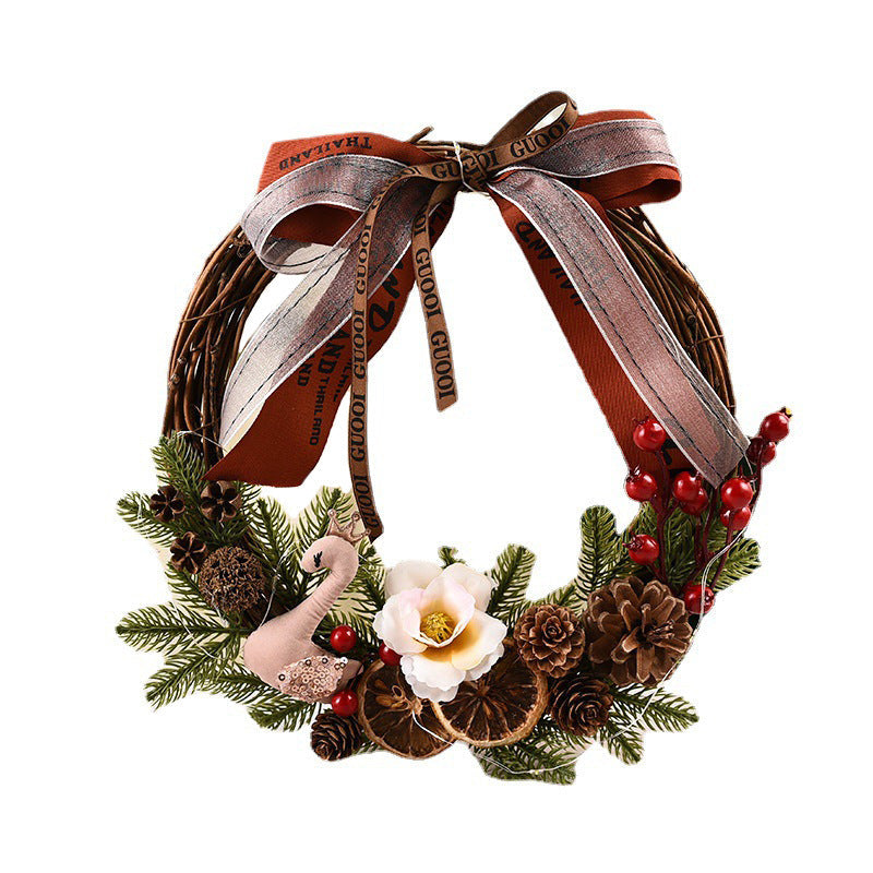 Christmas wreath decoration with festive greenery and ornaments for holiday home decor